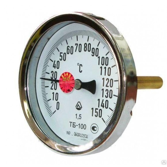 Термометр биметаллический осевой ТБ-100 (ТБ 100, ТБ100, ТБУ-100, ТБП-100)